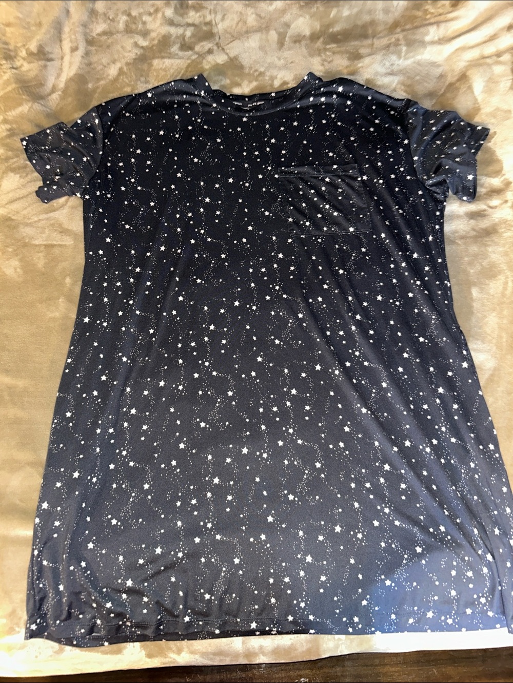 Star Print Nightgown With Pockets